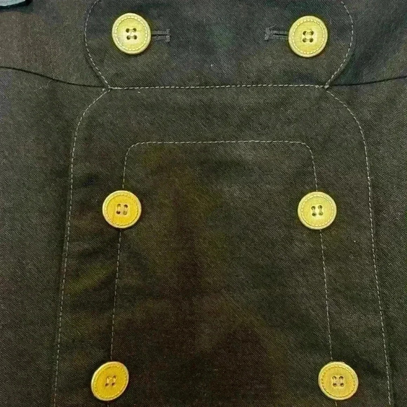 J.McLaughlin Dark Brown Lined Skirt Ladies Size 2 Gold Buttons Zip Side Fall Chi - Picture 3 of 10